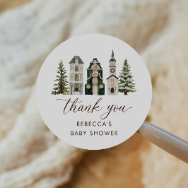 It Takes a Village Christmas Baby Shower ラウンドシール