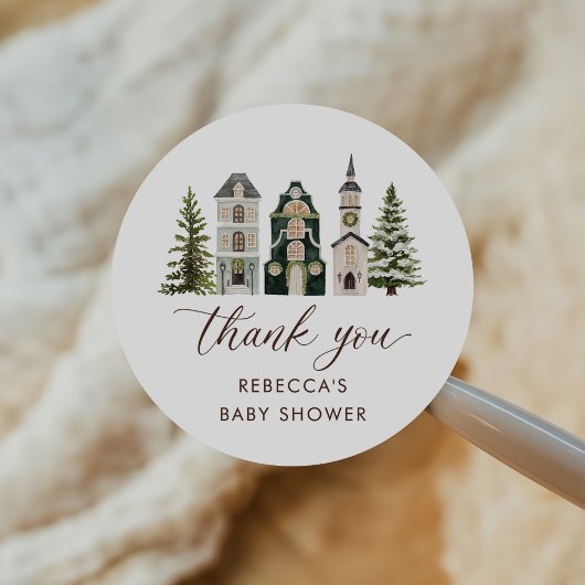 It Takes a Village Christmas Baby Shower ラウンドシール