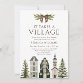 It Takes a Village Christmas Baby Shower 招待状 (正面)