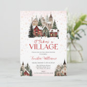 It takes a village Christmas baby shower 招待状 (スタンド正面)