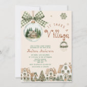 It Takes a Village Christmas Baby Shower 招待状 (正面)