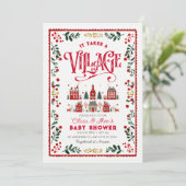 It Takes A Village Christmas Town Baby Shower  招待状 (スタンド正面)
