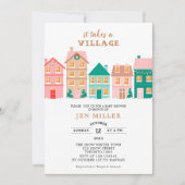 It takes a village gender neutral baby shower 招待状 (正面)