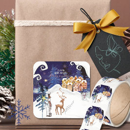 It Takes a Village Guardian Snowman Baby Shower スクエアシール