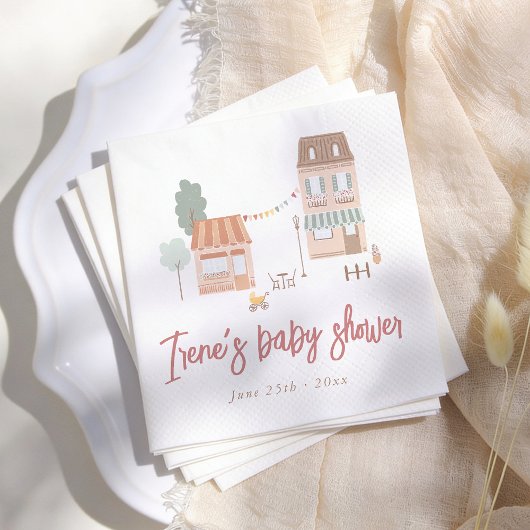 It Takes A Village Hand Drawn Baby Shower スタンダードカクテルナプキン