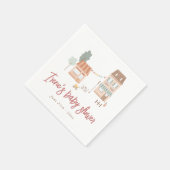 It Takes A Village Hand Drawn Baby Shower スタンダードカクテルナプキン (角)