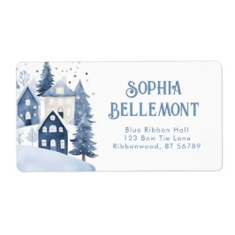 It takes a village night Winter Snow Baby Shower ラベル