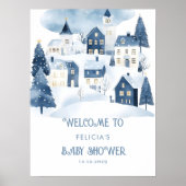 It takes a village Snow Baby Shower Welcome ポスター (正面)
