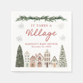 It Takes a Village Snowflake Winter Baby Shower スタンダードカクテルナプキン (正面)