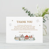 It Takes A Village Snowy Baby Shower サンキューカード (スタンド正面)