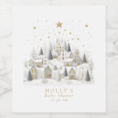 It Takes a Village Snowy Whimsical Baby Shower ワインラベル (シングルラベル)