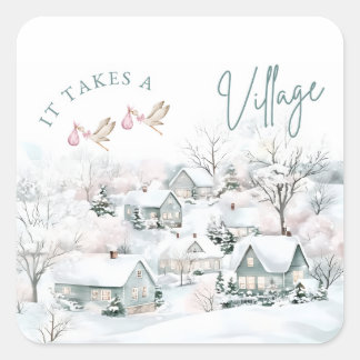 it takes a village stickers スクエアシール