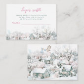 It Takes a Village Stork Baby Shower Diaper Raffle エンクロージャーカード (正面/裏面)