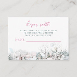It Takes a Village Stork Baby Shower Diaper Raffle エンクロージャーカード