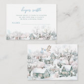 It Takes a Village Stork Baby Shower Diaper Raffle エンクロージャーカード (正面/裏面)