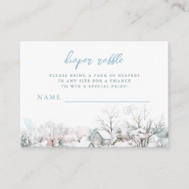 It Takes a Village Stork Baby Shower Diaper Raffle エンクロージャーカード