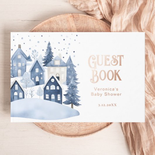 It Takes a Village Winter Baby Boy Shower ゲストブック