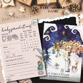 It Takes a Village Winter Baby Predictions Game 招待状