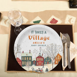 It Takes a Village Winter Baby Shower ペーパープレート