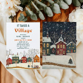 It Takes a Village Winter Baby Shower 招待状