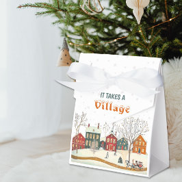 It Takes a Village Winter Baby Shower Favor Box フェイバーボックス