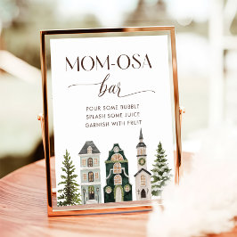 It Takes a Village Winter Baby Shower Mom-osa Bar ポスター