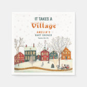 It Takes a Village Winter Baby Shower Napkins スタンダードカクテルナプキン (正面)