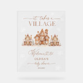 It Takes a Village Winter Baby Shower Welcome アクリルサイン (正面)