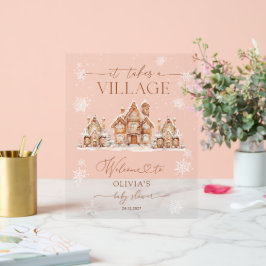 It Takes a Village Winter Baby Shower Welcome アクリルサイン