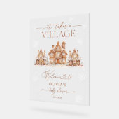 It Takes a Village Winter Baby Shower Welcome アクリルサイン (傾斜)