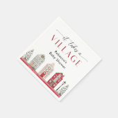 It Takes a Village Winter Christmas Baby Shower スタンダードカクテルナプキン (角)