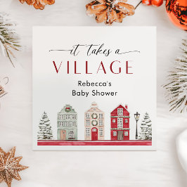 It Takes a Village Winter Christmas Baby Shower スタンダードカクテルナプキン