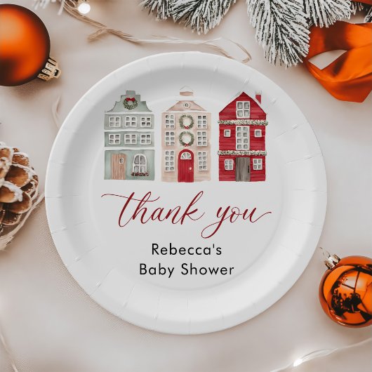 It Takes a Village Winter Christmas Baby Shower ペーパープレート