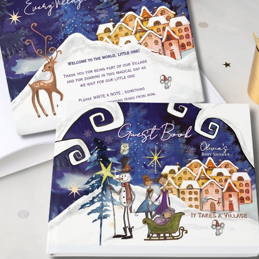 It Takes a Village Winter Fairy Girl Baby Shower  ゲストブック