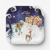 It Takes a Village Winter Fairy Girl Baby Shower  ペーパープレート (正面)