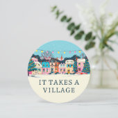 It Takes A Village Winter Neutral Baby Shower 招待状 (スタンド正面)
