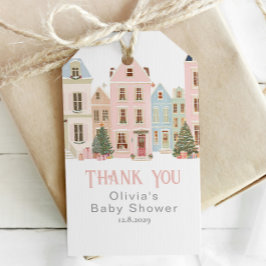 It takes a Village Winter Pink Snow Thank you ギフトタグ