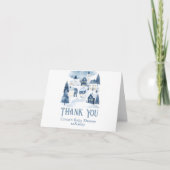 It Takes a Village Winter Snow Baby Shower サンキューカード (正面)