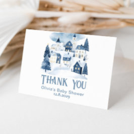 It Takes a Village Winter Snow Baby Shower サンキューカード