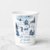 It Takes a Village Winter Snow Baby Shower 紙コップ (裏面)