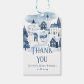 It takes a Village Winter Snow Navy Thank you ギフトタグ (正面)