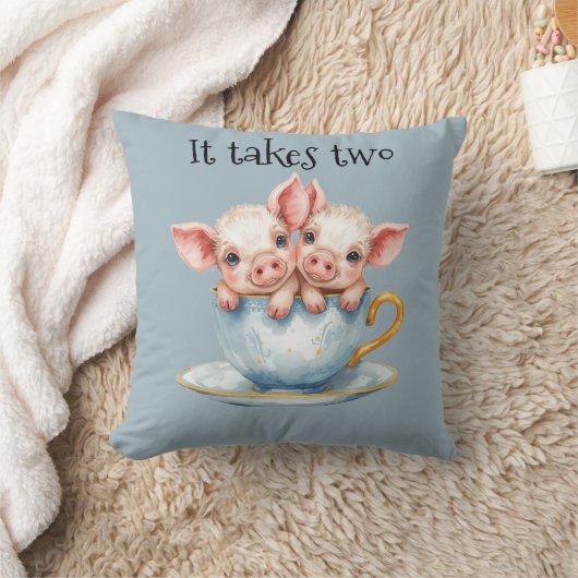 It Takes Two Teacup Piglets クッション (ブランケット)
