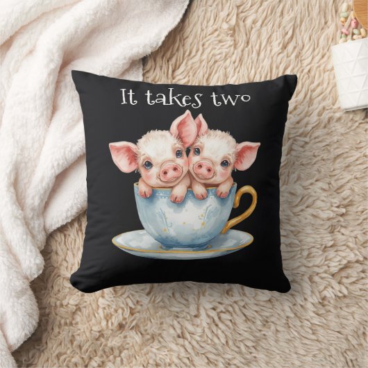 It Takes Two Teacup Piglets クッション (ブランケット)