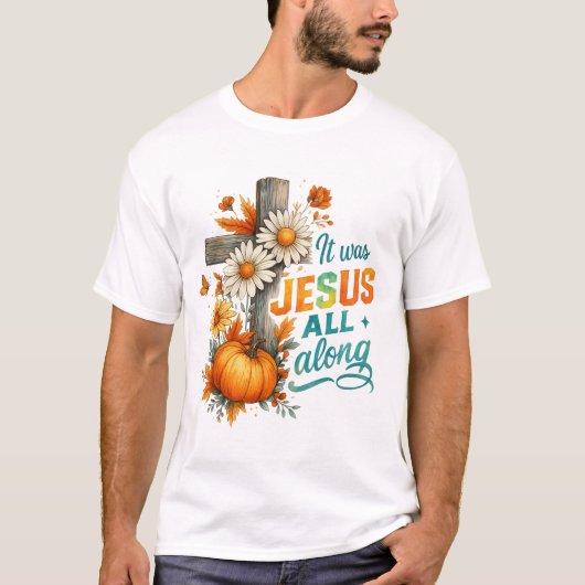 It Was Jesus All Along Religious Pumpkin Tシャツ (正面)