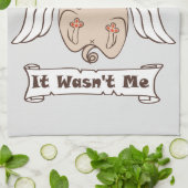It Wasn't Me angel pug funny quote    キッチンタオル (折り畳み)
