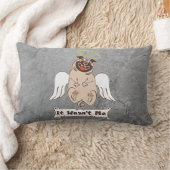 It Wasn't Me angel pug funny quote Lumbar Pillo ランバークッション (ブランケット)