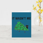 It Wasn't Me Funny Saying Christmas Tree And Cat X カード (黄色い花)