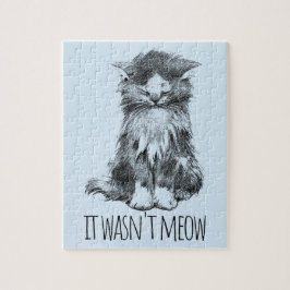 It Wasn't Meow Cute Fluffy Kitten Light Blue ジグソーパズル