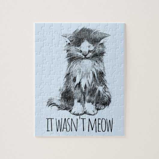 It Wasn't Meow Cute Fluffy Kitten Light Blue ジグソーパズル (縦)