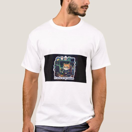 It Works On My Machine - Funny Cat Programmer T-Sh Tシャツ (正面)